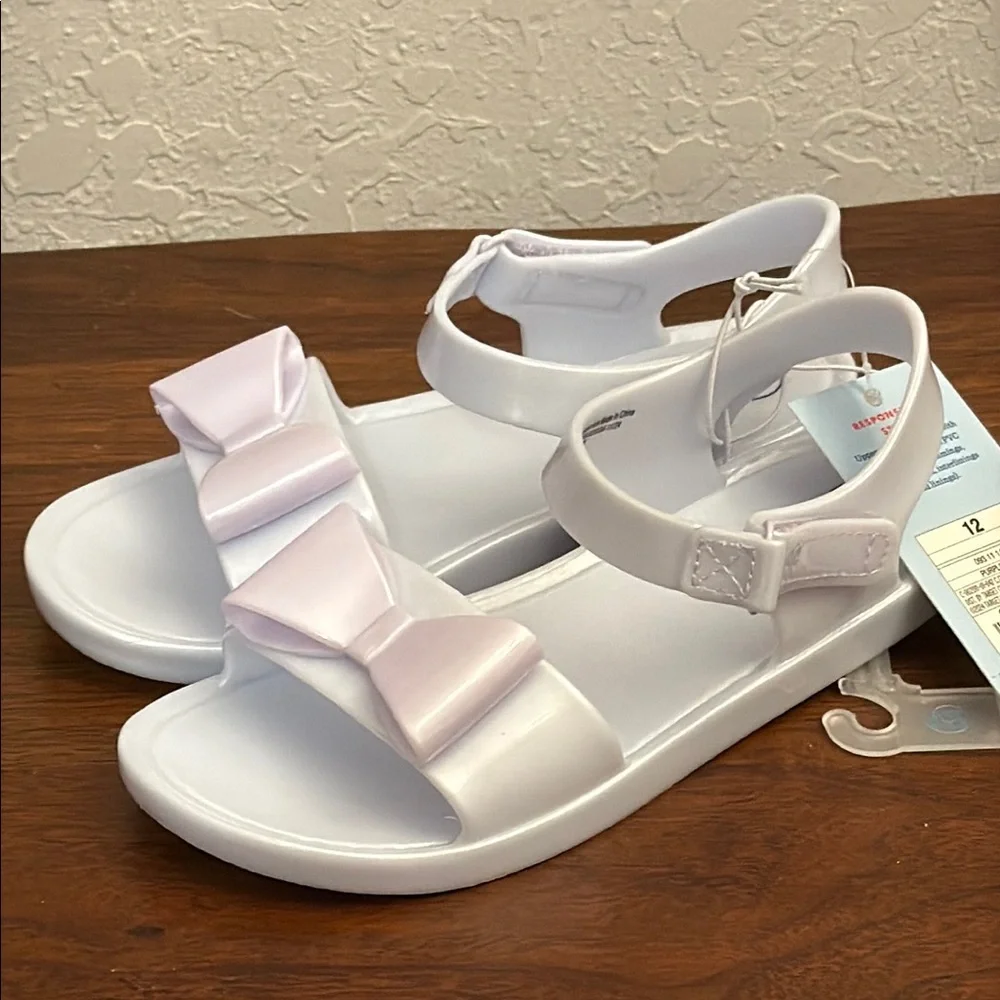 Cat & Jack Sandals with bow 💜 sz 12 - Picture 3 of 4